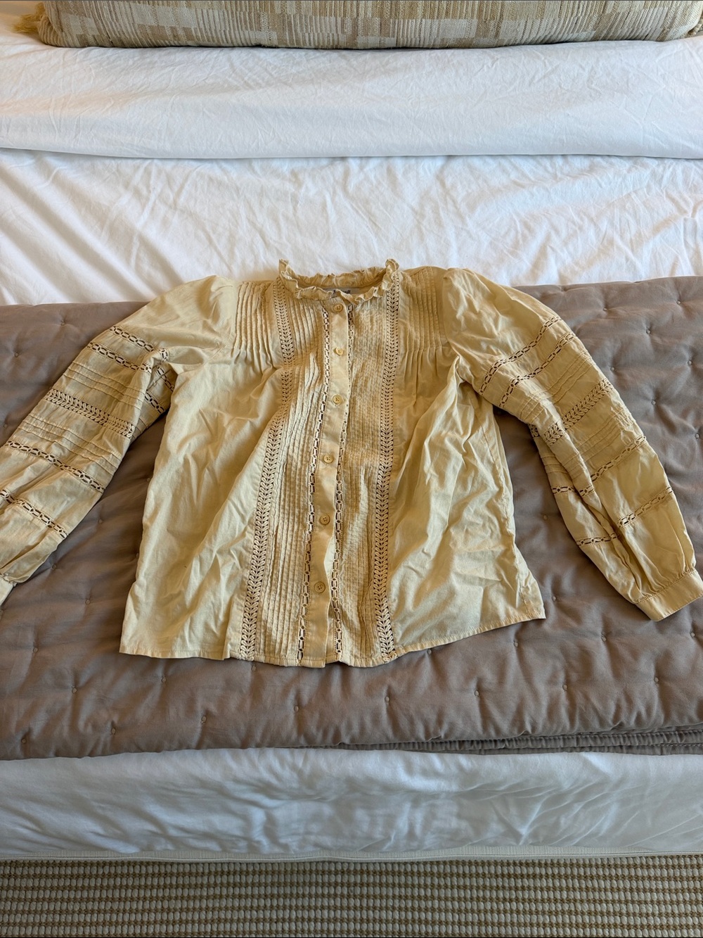 Madewell Women’s Button-Front Lace Trim Blouse Jacket
